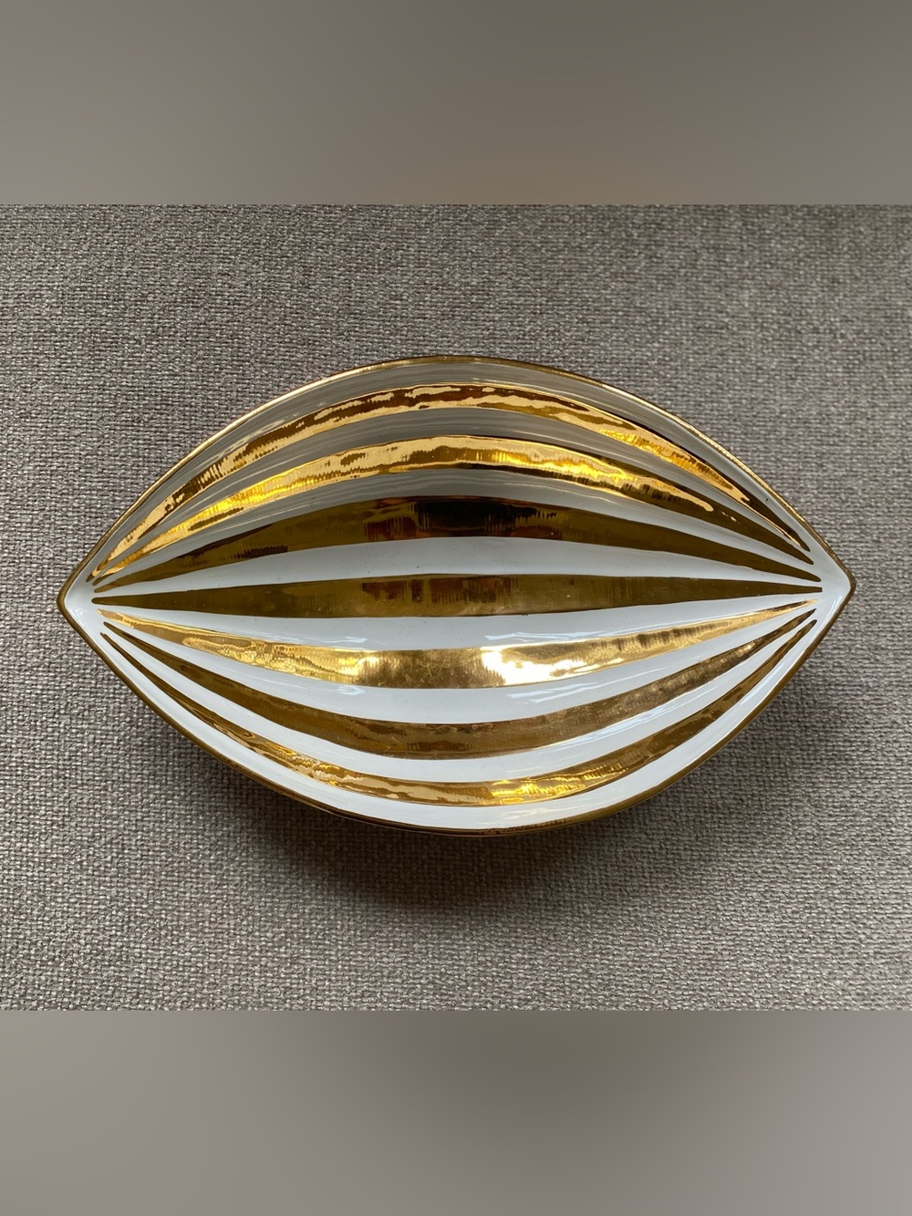 Jonathan Adler White and Gold Striped Decorative Bowl - Picture 3 of 5